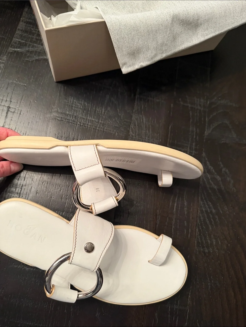 Hogan leather slides